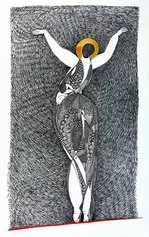 01, Jane Gemayel, Into the night, 2012, inchiostro e acrilico su tela, 200x100 cm