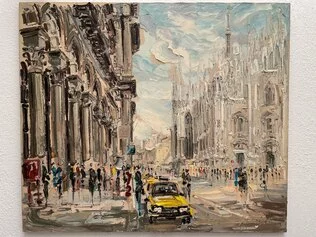 Marco Crippa, 1972 – Piazza Duomo (60 x 70), olio su tela