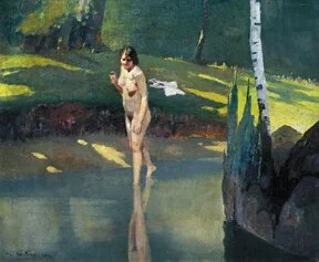 Giovanni Lentini, Susanna, 1930, olio su tela, cm 78,5x96. Courtesy Studiolo Milano