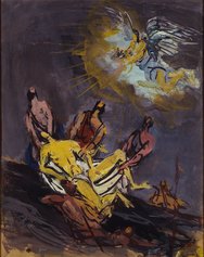 Luigi Spazzapan, Deposizione (con angelo), 1945, tempera su carta intelata, 64 x 55 cm 
Courtesy Galleria Regionale d’Arte contemporanea 