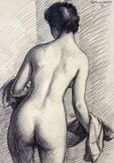 04.Vincenzo Vinciguerra, Nudo di schiena, 50x35 cm, disegno a carboncino, 1980