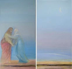 Piero Guccione
Pale del Battistero di Santa Maria
degli Angeli: L’incontro (sin) e La
spiaggia e la luna (des)
2009
Olio su tela
174 x 91 cm