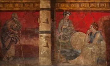 Filosofo con Macedonia e Persia Boscoreale, Villa di Fannio Sinistore, oecus (H), parete ovest affresco, cm 240 x 345, 1 secolo a.C. - II stile
