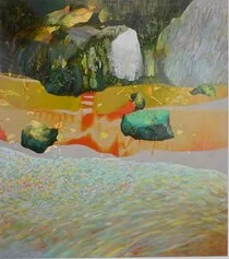 Veronica de Giovanelli, What lies beside the stream, 2024, olio su tela, 170 x 150 cm. Courtesy Boccanera Gallery Trento, Milano