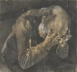 Vincent Van Gogh
Vecchio che soffre
L’Aia, novembre – dicembre 1882 Matita, pastello litografico nero e acquarello bianco opaco su carta per acquarello, 44,5x47,1 cm © Kröller-Müller Museum, Otterlo, The Netherlands