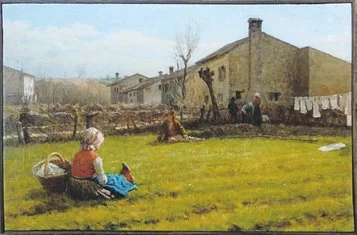 Noè Bordignon
Vita quotidiana a San Zenone 
fine XIX sec
olio su tela, 41 x 63 cm 
Castelfranco Veneto, Collezione privata