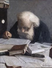 Noè Bordignon
Padre Ghevont Alishan nel suo studio
1900
olio su tela, 74 x 57 cm 
Venezia, Congregazione Armena Mechitarista,