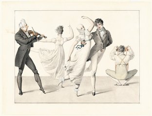 GALLERIA MIRIAM DI PENTA. Carle Vernet, La Leçon de Danse, Penna e inchiostro bruno acquerellato su carta, 21,4x28,2 cm, 1804