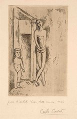 Carlo Carrà, La casa dell’amore o Attesa, 1924, acquaforte su rame, cm 24,8x16,6