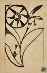 Motivo floreale per stampa su tessuto (1923). Matita su carta cm 18,5x12,5