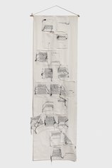 Maria Lai. Senza titolo, 1982. Tela di lino e cotone, filo, 240 x 72 cm. Gorgonzola, collezione privata. Courtesy ©Archivio Maria Lai by Siae 2021