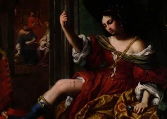 Elisabetta Sirani, Porzia si ferisce alla gamba, 1664, proprietà di Fondazione Carisbo