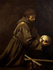 Nicola Ancona (da Caravaggio), San Francesco in meditazione, collezione dell'autore copia