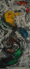 Pinot Gallizio, Senza titolo (pittura industriale), 1958–1959
olio, resine industriali, tecniche miste su tessuto rayon /
300 x135,5 cm, Courtesy Archivio Gallizio, ph. Mario Orefice
