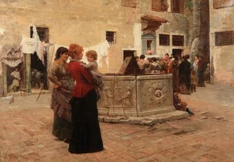 Noè Bordignon 
Il mese di Maria a Venezia 
1884 
olio su tela, 73 x 104,5 cm 
Milano, Galleria Enrico, Milano