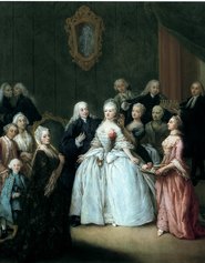 Pietro Longhi, La presentazione prima del matrimonio, 1750, olio su tela, Cellatica (Bs), Fondazione Paolo e Carolina Zani per l’arte e la cultura