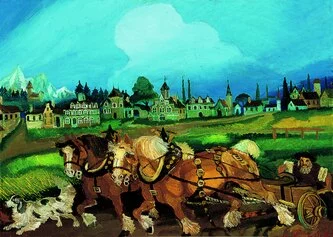 Ligabue, Semina con cavalli, olio su faesite, 1956