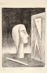 Carlo Carrà, L’amante dell’ingegnere, 1921-1949, litografia su zinco, cm 35,8x26