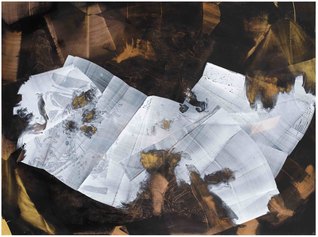 Earth dances omaggio a Harrison Birtwistle, pigmenti e polveri metalliche su tela, 140x190, 2020