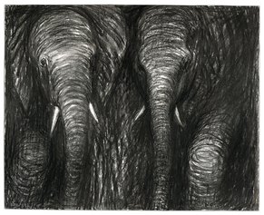 Forest Elephants, 1977, HMF 77(14), charcoal, chalk - photo: Michel Muller