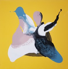 M. Angelini, decomposition-recomposition, 2019, cm 60x60, tecnica mista su tela