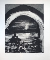 Michael Mazur, Canto III i – Caronte, acquaforte e acquatinta, 1996, 661x498 mm, inv. 47957-3C9537