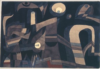 Paul Klee, at night, 1921, matita, penna, acquarello su carta