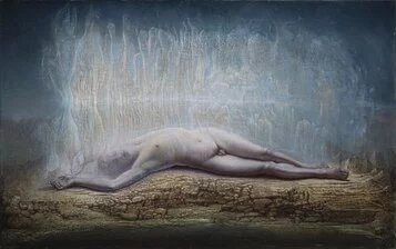 AAA   Agostino Arrivabene, La mistica del berillio (omaggio ad Anima Mundi di William Butler Yeats), 2022, olio su lino cm 114 x 72