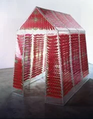 Carla Accardi, Tenda, 1965-1966  | Vernice su sicofoil e struttura in plexiglass, cm 225,5 x 155 x 228. Collezione privata © Carla Accardi by SIAE 2024