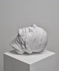 Reza Aramesh, Action 241: Study of the Head as Cultural Artefacts 2023. Hand carved and polished Bianco Michelangelo marble, 32 x 40.8 x 31.2 cm. Edition 1 of 3 + AP. Photograph by Laura Veschi