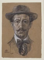 Felice Melis Marini: Autoritratto, 1909, Carboncino su carta. Credito fotografico Pierluigi Dessì, Confinivisivi