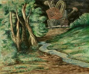 Alberto Savinio, Apparition du Printemps, 1929, olio su tela, cm 54x65