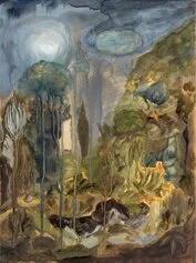 Alessandro Giampaoli, Crepuscolo degli dei, 2021, olio su tela, cm 40x30