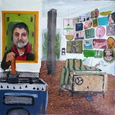 Alessandro Passaro, Casa Piena, 2023, olio su tela, cm 100 x 100