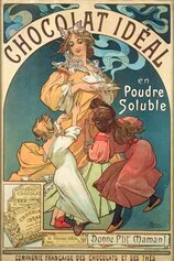 Alfons Mucha, Chocolat Idéal (1897; Litografia a colori, 117x78 cm) © Mucha Trust 2023