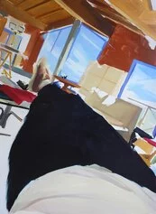 Andrea Fontanari, A dream to help me sleep, 2022, oil on canvas, 272 x 198 cm, courtesy Boccanera Gallery