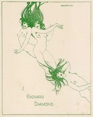 John Archibald Austen (Buckland, 1886-Hythe, 1948), Ex libris J. Edouard Diamond, 1925. Collezione Ferruccio Proverbio, Milano.