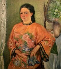 Mario Lannes: Donna con rovine, 1930 ca. olio su tela, 71 x 71 cm, collezione privata