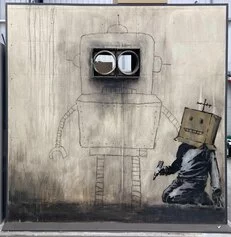 Robot/ Computer boy, 2010. Vernice spray su muro di mattoni, Brentwood (UK), Brandler Galleries