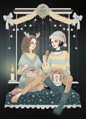 BlackBanshee, A typical and quiet Japanese Christmas night, illustrazionedigitale, 2023