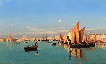 Guglielmo Ciardi, Veduta della laguna veneziana, 1882, olio su tela, 62 x 102 cm