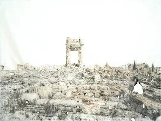 Davide Cantoni,Palmyra,2017,disegno bruciato,cm 98x122,courtesy l'artista e  BLINDARTE