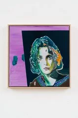 Davide Serpetti, The Beautiful Boy #1, 2024. Olio, acrilico e spray su lino belga, 50 x 50 cm