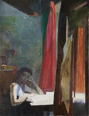 Donna, che, studia, davanti, alla, finestra, Olio, su, tela, 117x89, 2006