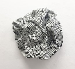 Esther Stocker, Untitled, 2020, sculpture, print on alu-carton, 68x70xh30 cm. Courtesy the artist and the gallery