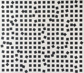 Esther Stocker, Untitled, acrylic on cotton, 2021, 140x160 cm. Courtesy the artist and the gallery