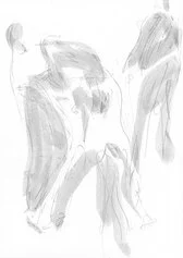 Ettore Pinelli, Astrazione figurativista, (payne grey), 2020, acquerello e matita su carta, 29,7x21cm