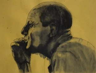 Gabriele Di Matteo, Jackson Pollock, 2015, carboncino su carta intelata, 50 x 70 cm
