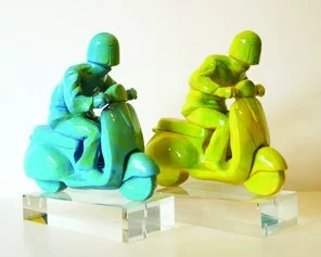 Gianantonio Cristalli ,  vespisti ,  ceramica smaltata ,  30 x 15 x 29 cm