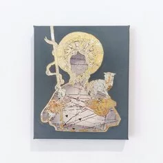 Giorgio Distefano, Giovanni, tecnica mista su cartamodello intelato e tensionato su telaio, cm 24x20, 2022, courtesy Sacca gallery e l’artista